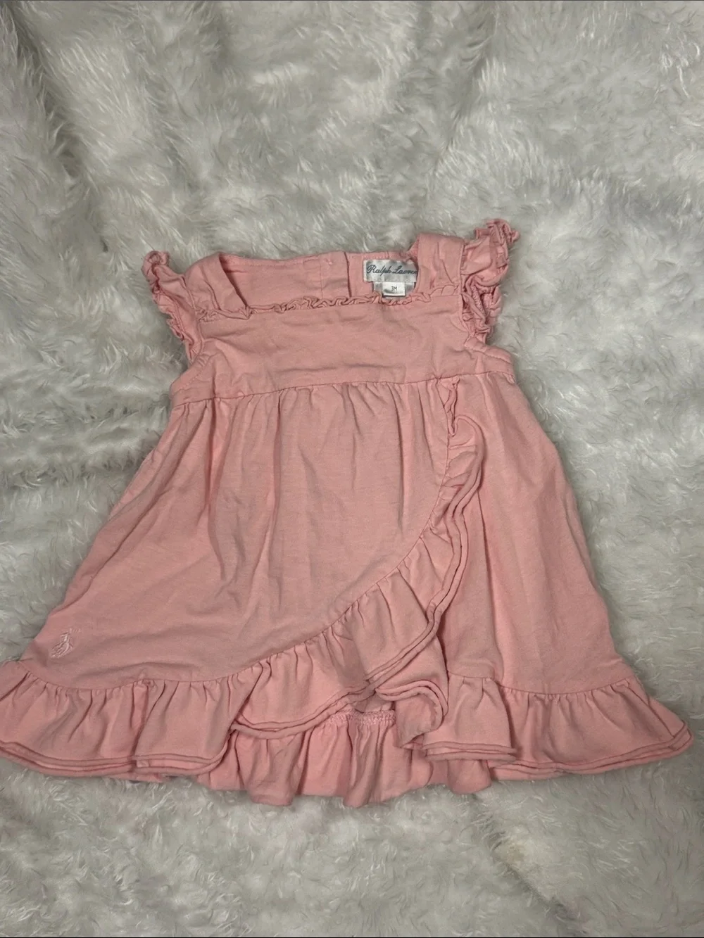 Ralph Lauren Light Pink Ruffle Cotton Dress for Girls
